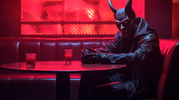 photo of dark creature drinking in bar