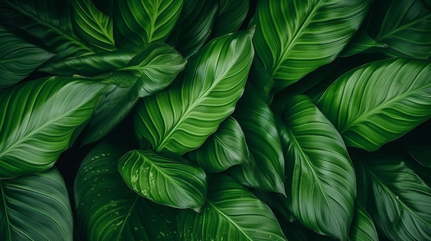 Photo of dark green leaves wallpaper background for pc laptop screen