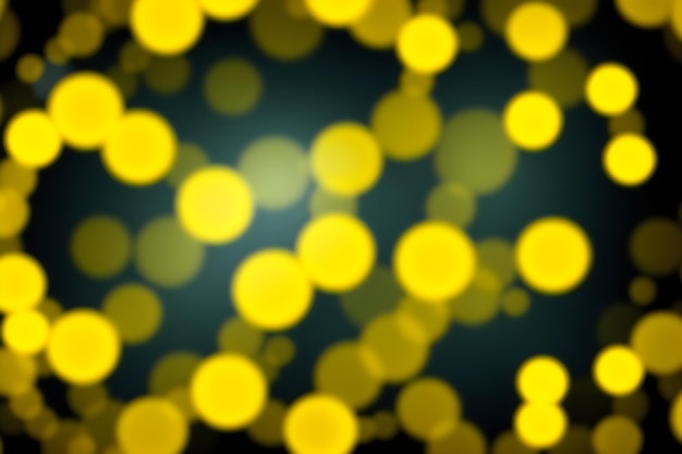 Photo dark panoramic background bright yellow bokeh glowing circles abstract wave