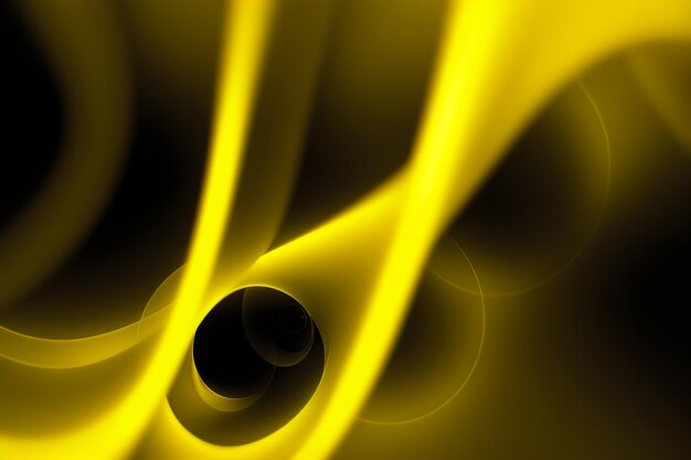 Фото темный панорамный фон ярко-желтый боке светящиеся круги абстрактная волна