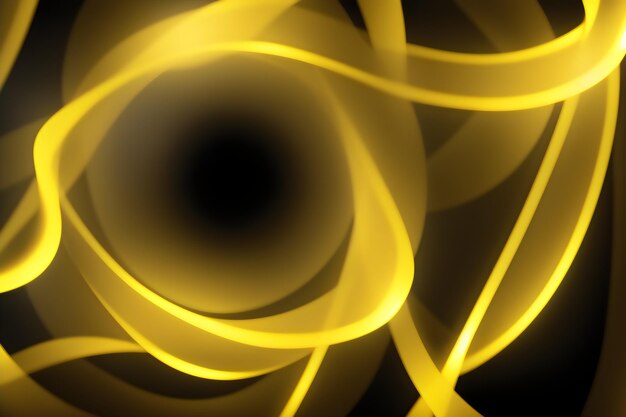 Photo photo dark panoramic background bright yellow bokeh glowing circles abstract wave