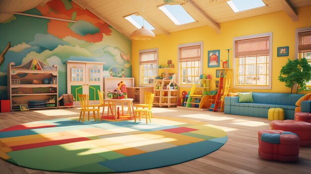 Photo a photo of a daycare facility with an indoor space