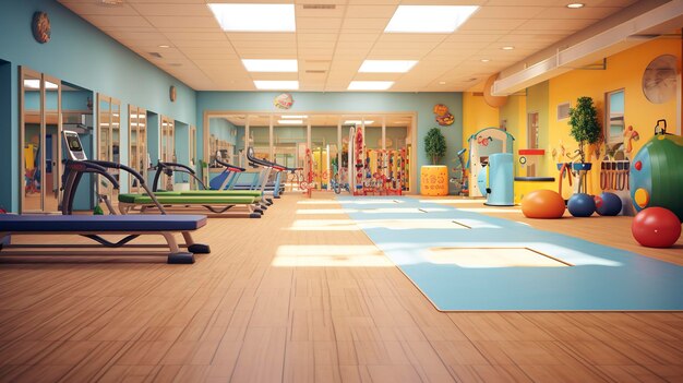 Photo a photo of a daycare indoor gym for physical activities