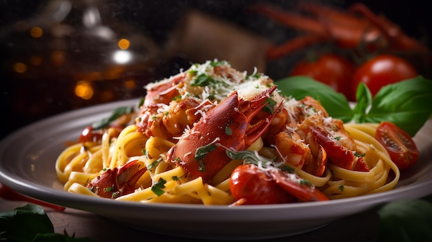 A photo of Decadent Delight Tempting Lobster Pasta Perfection