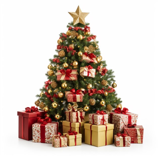 Premium AI Image | A Photo decorated christmas tree with gifts isolated ...