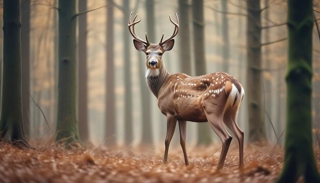 Photo deer captured in the wild forest