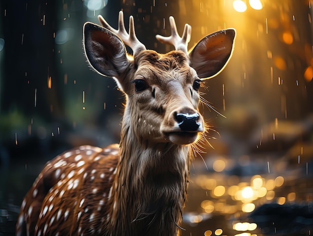 Photo of deer with nature background Generative ai