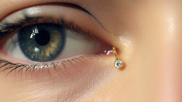 A Photo of Delicate Gold Nose Stud with Sparkling Gem