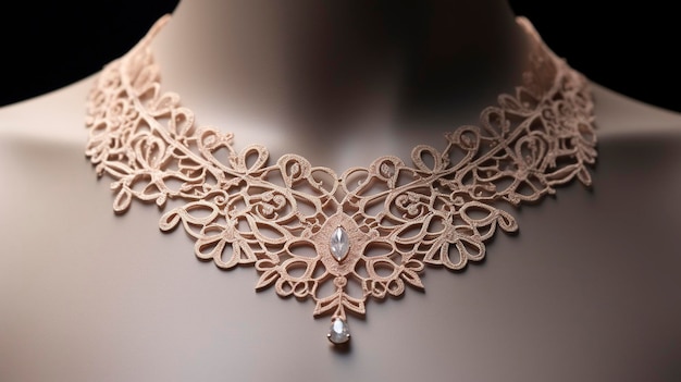 photo of a delicate and intricate lace choker necklace