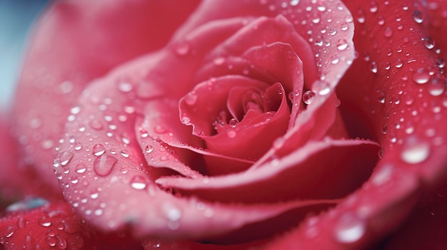 Фото на тонком макро снимке покрытого росой лепестка розы