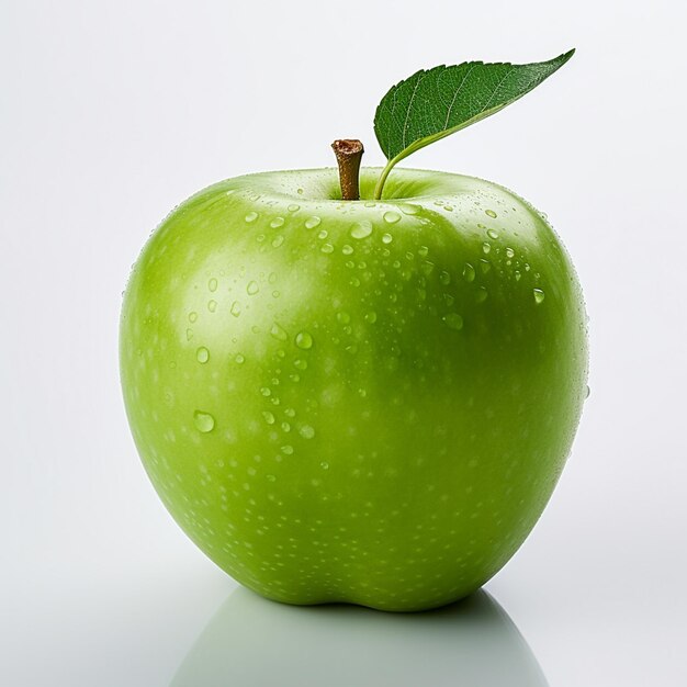 Фото Фото вкусное яблоко на корзине и на белом фоне