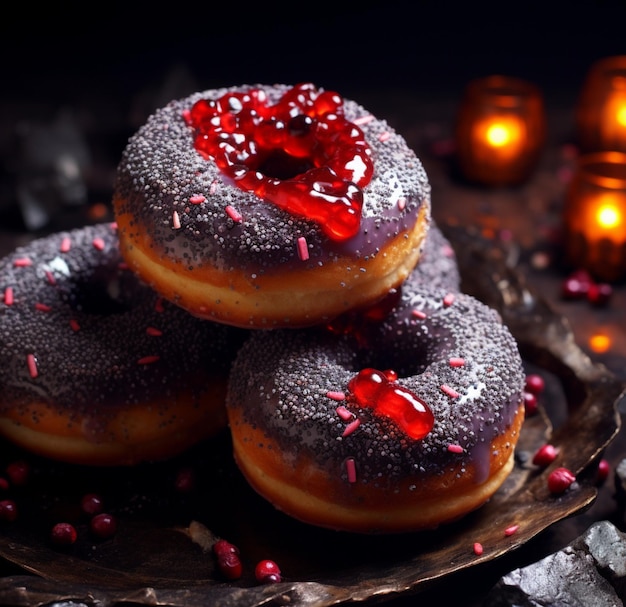 photo of a delicious arrangement of glazed donuts