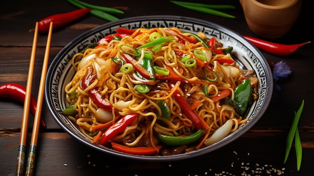 Photo of delicious Asia Korea Japan noodles ramen noodles egg noodles and chicken noodles