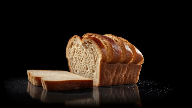 photo of delicious bread slices on a dark background