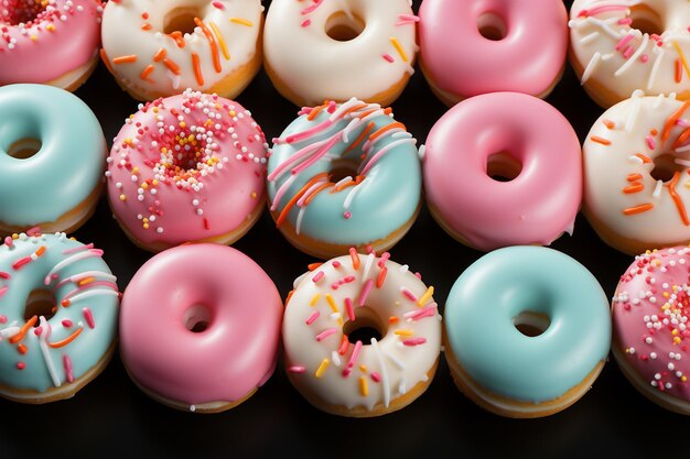 Photo of Delicious donuts banner with copy space