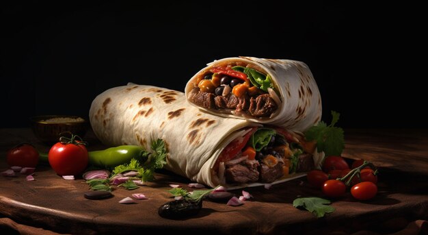 Photo of Delicious and Hot chicken shawarma in isolated background