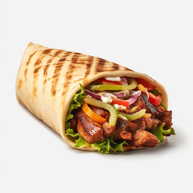 Photo of Delicious and Hot chicken shawarma in isolated background