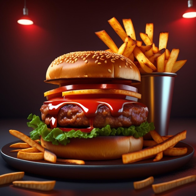 photo of a delicious and luxurious hamburger product created with generative AI