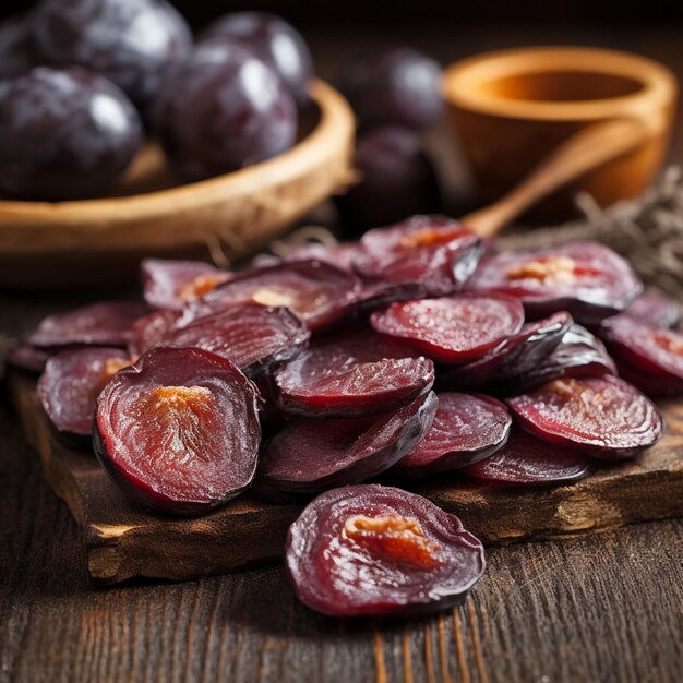 photo delicious organic dried plum slices