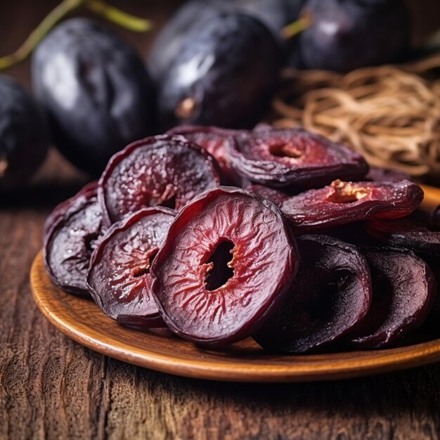 photo delicious organic dried plum slices