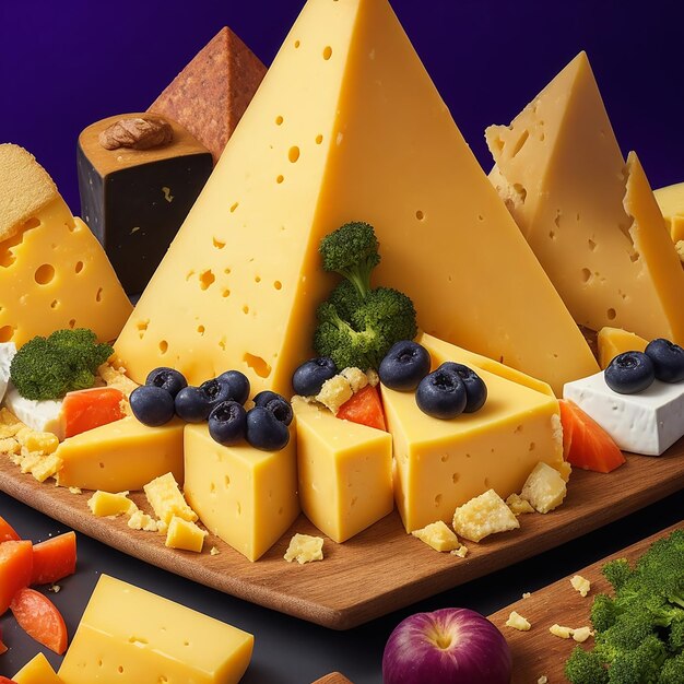 Photo delicious pieces of cheese ai image