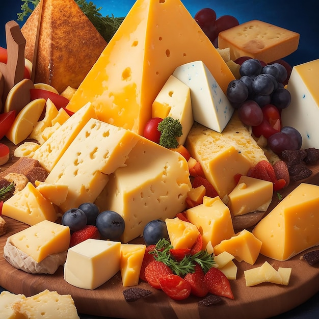 Photo delicious pieces of cheese ai image