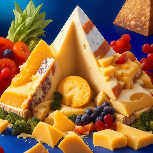 Photo delicious pieces of cheese ai image