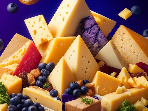 Photo delicious pieces of cheese ai image