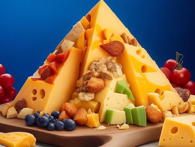 Photo of delicious pieces of cheese ai image