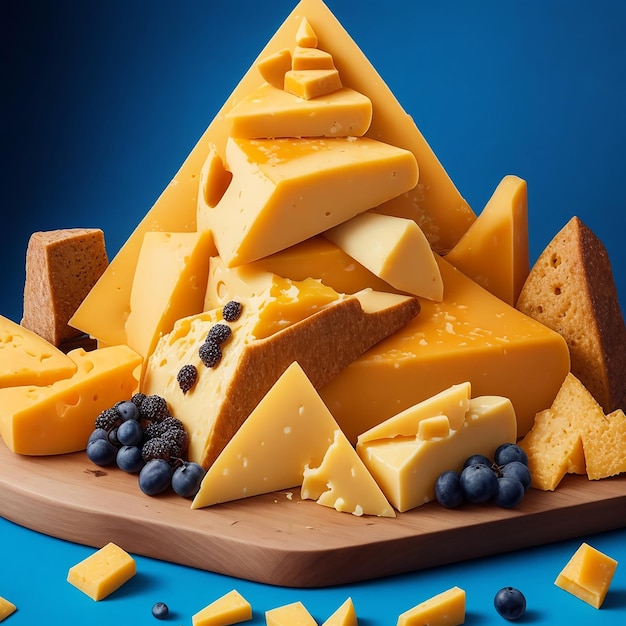 Photo delicious pieces of cheese ai image