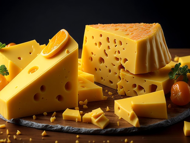 Photo delicious pieces of cheese