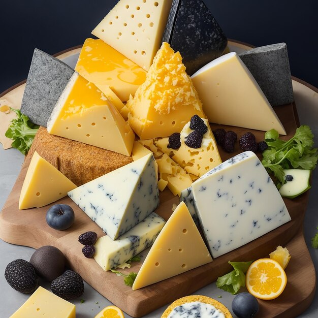 Photo delicious pieces of cheese