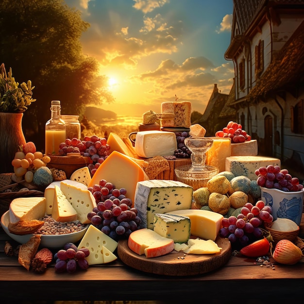 Photo delicious pieces of cheese