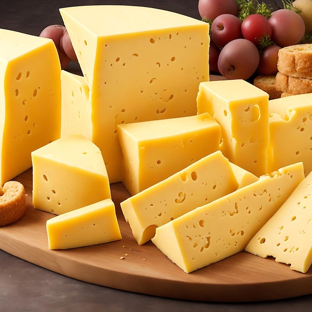 Photo of delicious pieces of cheese