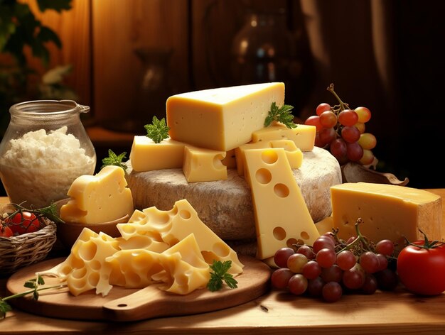 Photo delicious pieces of cheese