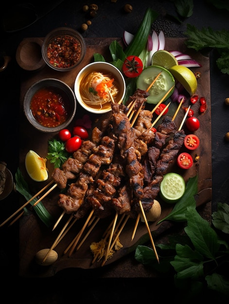 Photo delicious pieces of satay