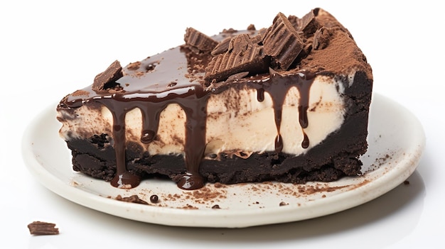 Photo of delicious Slice of Mud Pie white background