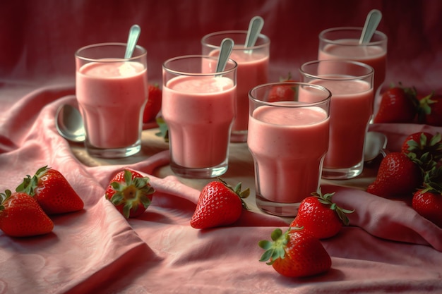 Photo delicious strawberry smoothies