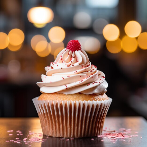 Photo of delicious and sweet cupcake dessert