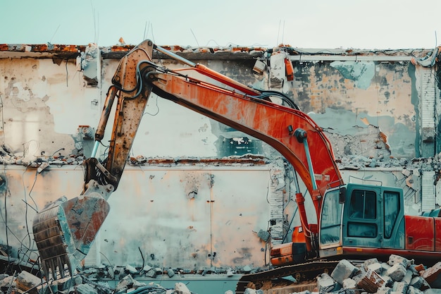 Photo photo of demolition excavator construction vehicles