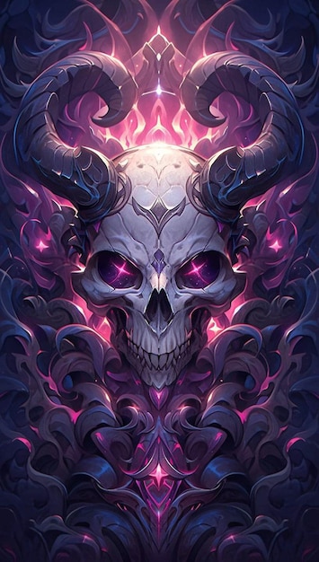 A photo of Demon skull of the purple flames