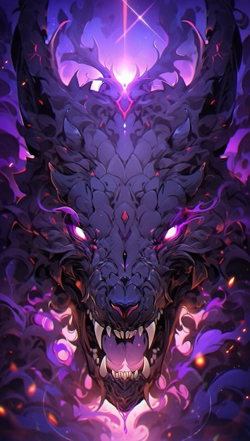 A photo of demon skull of the purple flames