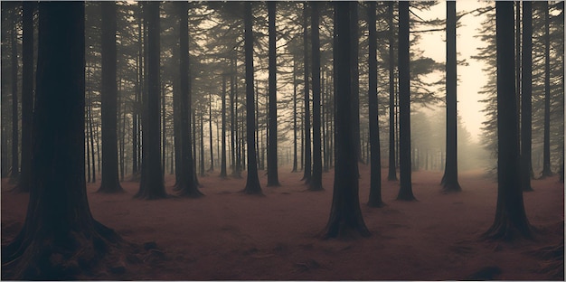 Photo of a dense forest with towering trees