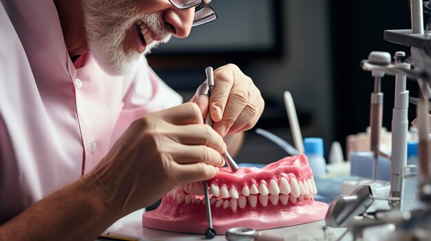 Photo a photo of a dental laboratory technician crafting