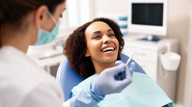 Foto foto di un dentista che esegue trattamenti dentali professionali nella clinica dentale