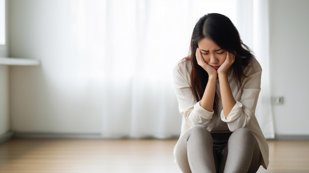 Photo of Depressed woman awake in the night she is exhausted and suffering from insomnia