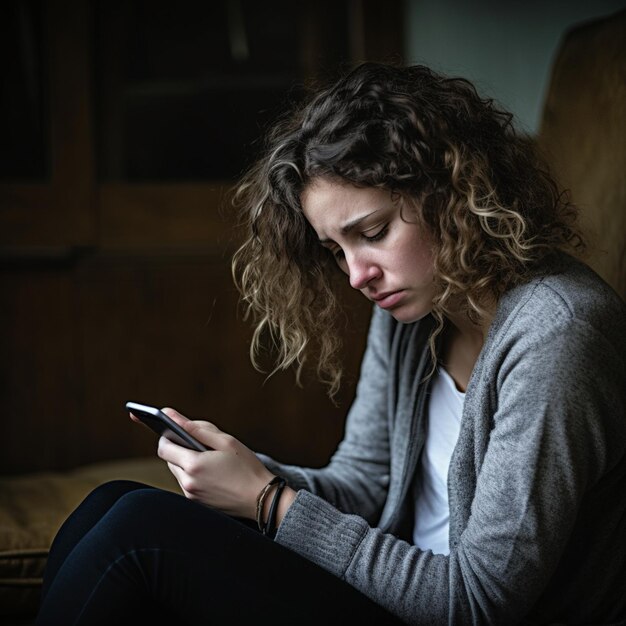 Photo photo of depressed woman awake in the night she is exhausted and suffering from insomnia