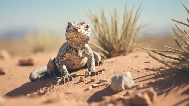 Foto una foto di una lucertola del deserto a terra secca