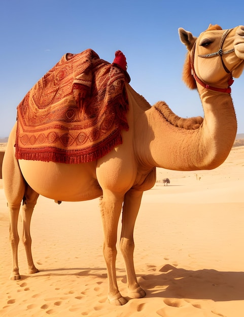 ラクダと砂漠の写真