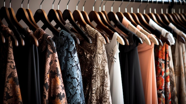 A Photo of Designer Dresses Hanging on Hangers